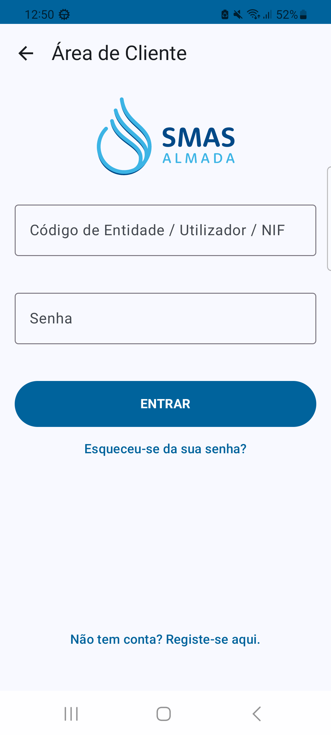 Ecrã de login