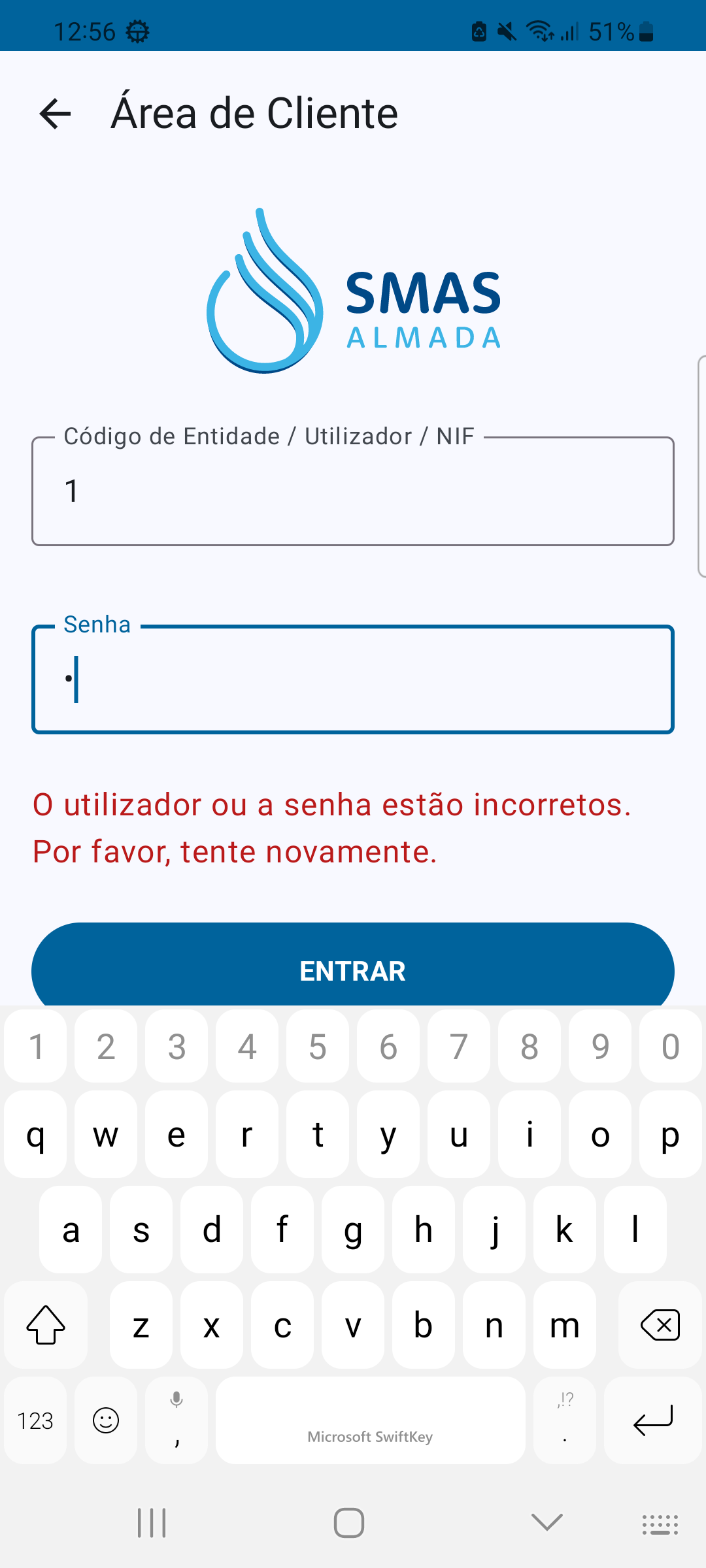Login preenchido com credenciais de teste